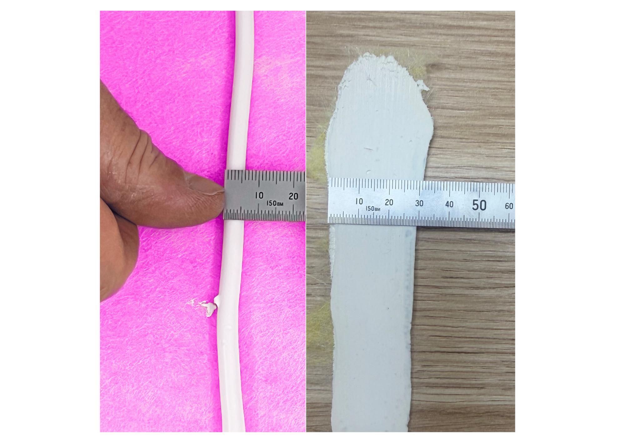 6mm bead spread after compression showing 20-25mm coverage